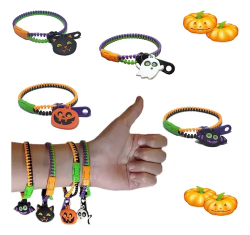 TOFBS Set De 4 Pulseras De Halloween Con Cuentas – Esqueleto, Araña Y Calabaza, Aleación Hipoalergénica, Ideal Para Cosplay Y Regalos Festivos
