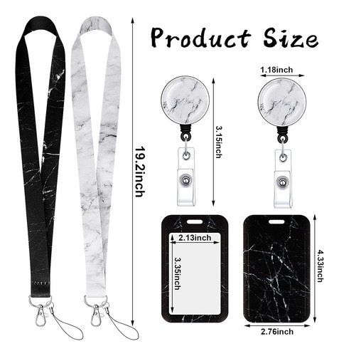 Juego De 2 Porta Credenciales De Mármol Lanyard Y Cubi...