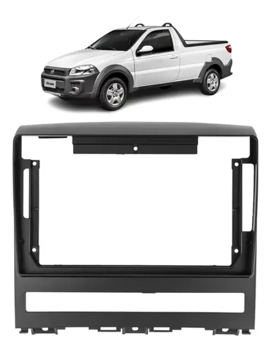 Moldura Painel 2 Din 9 Pol Fiat Strada 2004 Até 2012 Preto | Frete grátis