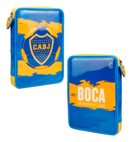 Cartuchera Canopla 1 Piso Boca Juniors + Set Escolar Cresko Color PELOTA BO233