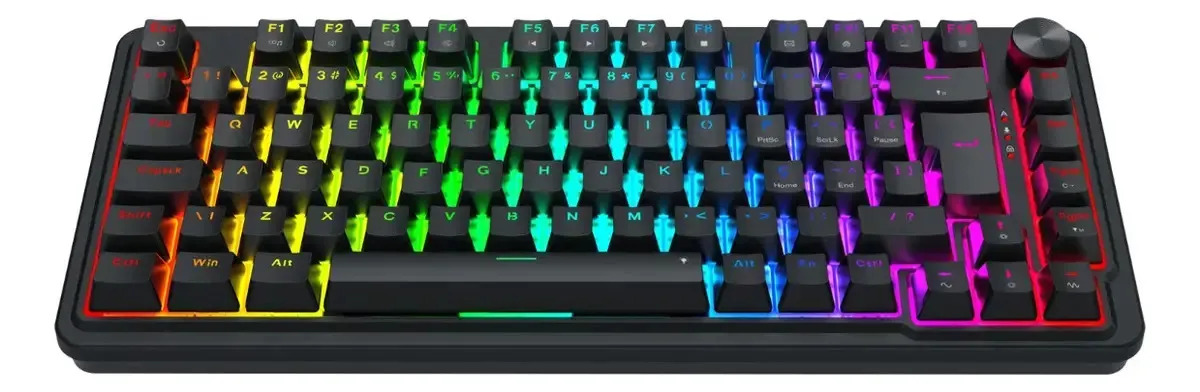 Teclado Magnético Redragon Ucal 8000k Polling Rate 0.01mm Rapid Trigger/socd Rgb Switch Ultramag Padrão Abnt2 Com Knob De Volume Preto Português Brasil