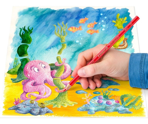 Imagen 4 de 4 de Caja 12 Lápices Acuarelables Staedtler Soluble Agua Pincel
