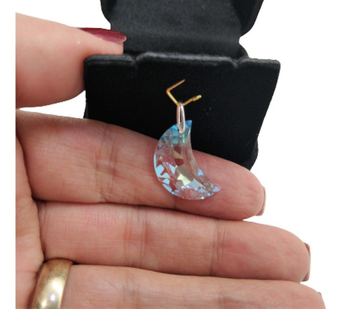 Imagem 1 de 5 de Pingente Lua 2,0 Cm Cristal Swarovski Em Prata 925