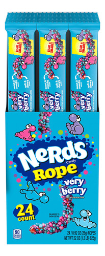 Nerds Rope Gummy & Crunchy Very Berry Candy, 0.92 Onzas, 24