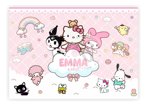 Banner Imprimible 2 X 1,50 M Sanrio Kitty Kuromi My Melody
