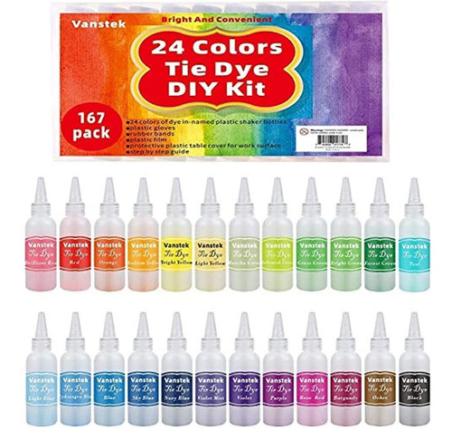 Vanstek Tie Dye Kit De Bricolaje, 24 Colores Tie Dye Shirt F