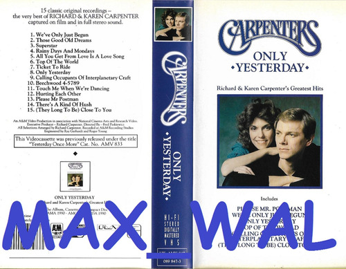 Carpenters Only Yesterday Vhs Original Nuevo Max_wal