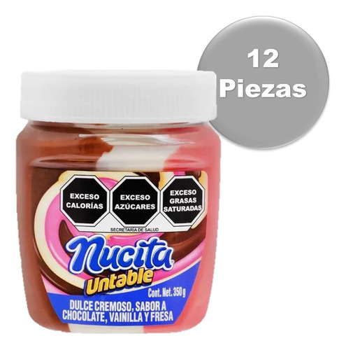 Nucita Untable Crema Chocolate Vainilla Y Fresa 350grs 12pzs