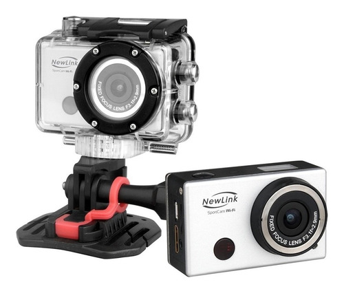 Câmera De Ação Sportcam Wifi Prata 8mp Full Hd Fs101 Newlink