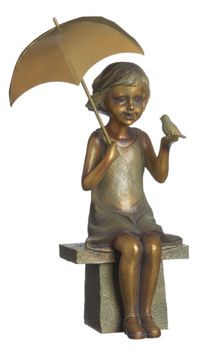 Estatua De Niña En Banco 43.8 Cm Alto Colección Jardín