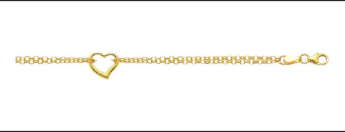 Tobillera De Corazón Abierto De Doble Hebra De Oro Amarillo