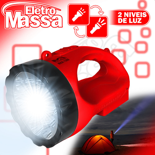 Lanterna 12 Led Recarregável Portátil Longo Alcance 900 Mah Potente 110/220v