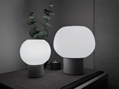 Lámpara Velado Mesa Moderno Nordico Luz Calida Gris Blanco
