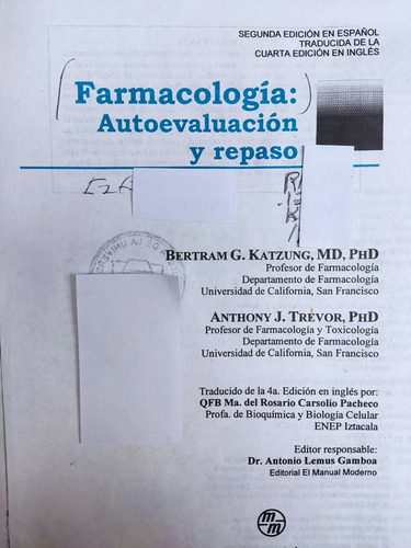 Libro Farmacologia Autoevaluacion Y Repaso B. Katzung 173e6