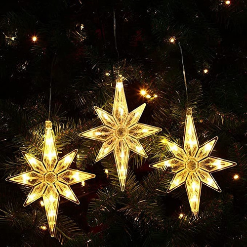 Luces De Estrella Led Para Ventana De Navidad, 3 Unidades, P
