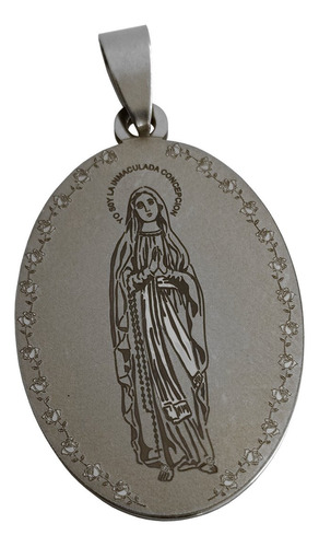 Dije Medalla Acero Virgen De Lourdes Con Oración