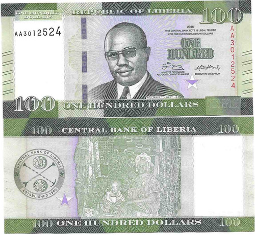 Billetes De Liberia 100 Dolares Año 2016 Sin Circular