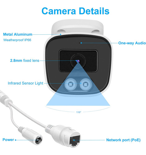 Anpviz Cámara De Bala Ip Poe De 4 Mp Con Micrófono/audio, Cá