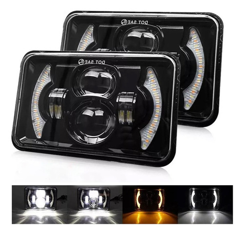 Faro Led Lupa 4x6 Rectangular Hi/lo Luz Haz Señal Drl Camion
