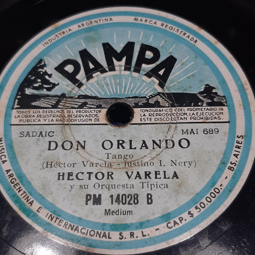 Pasta Hector Varela Su Orquesta Tipica Pampa C531