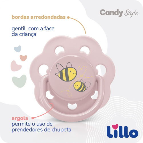 Chupeta Com Bico Em Silicone Candy 6m+ Rosa - Lillo