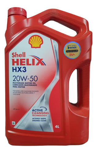 Aceite Shell 20w50 Hx3 4 Litros