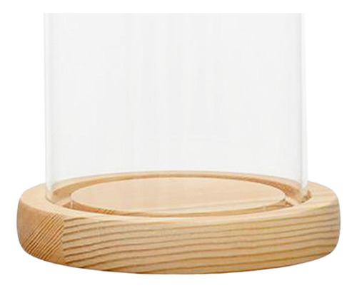 Cúpula De Vidrio Cloche Bell Jar Base De Madera 12x25cm