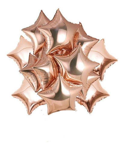 10 Globos Metalizados Estrellas Rosegold De 45 Cm S/ Soporte