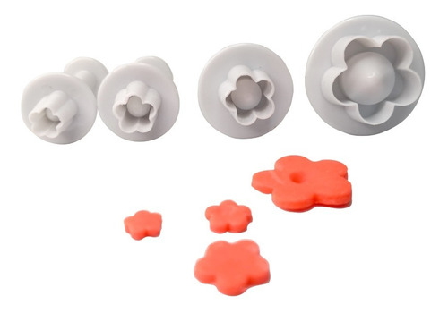 Imagen 4 de 6 de Set Cortante Flor De Ciruelo 5 Petalos X4 Porcelana Fontant