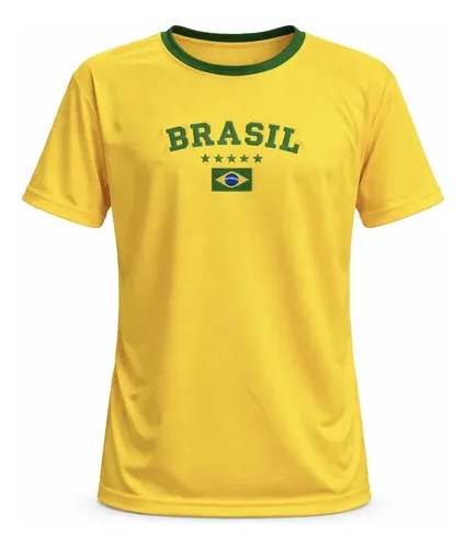 Camiseta dry fit bordada Brasil casual esportiva unissex
