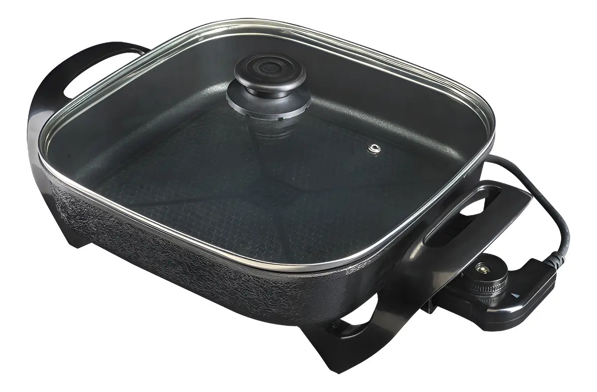 Panela Multifuncional Elétrica Quadrada 30cm Grill Antiaderente Portátil Mangiare Agratto Apeq01i
