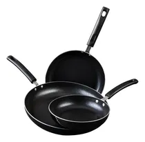 Comprar Juego De 3 Sartenes Cinsa Forta De Aluminio Esmaltado Negro
