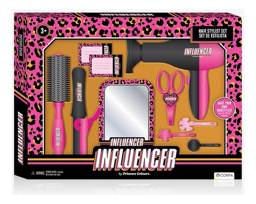 Set Fashion Niñas Kit Peluqueria Secador Peine Espejo Moda
