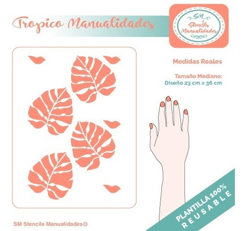 Stencil Trópico Med Plantilla Reusable Para Manualidades