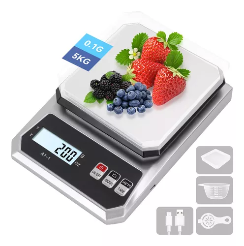 Báscula Precisión Balanza Digital Cromada 5 Kg.(1 Gramo) para