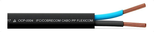 Fio Cabo Pp Flexivel Na Cor Preta 2x2,50mm Com 55 Metros Cor Da Cobertura Preto