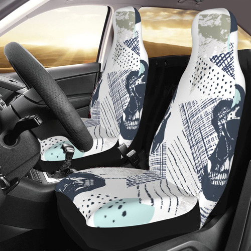 2 Funda Asiento Automovil Diseño Calavera Acuarela Para Cubo