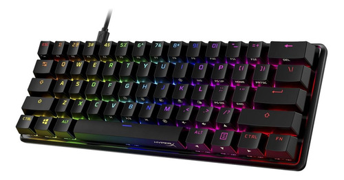 Imagen 3 de 4 de Teclado gamer HyperX Alloy Origins 60 QWERTY Red inglés US color negro con luz RGB