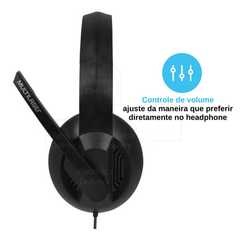 Imagem 3 de 8 de Fone Headset Office P3 Preto Multilaser C/ Microfone - Ph373