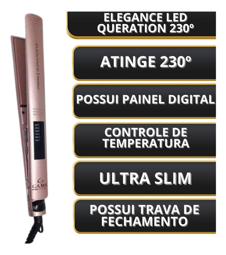 Chapinha Prancha Gama Elegance Led Keration 230°c - Bivolt
