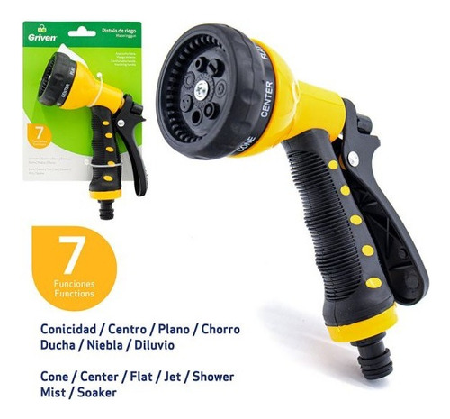Pistola Para Manguera De Jardin 7 Funciones Griven
