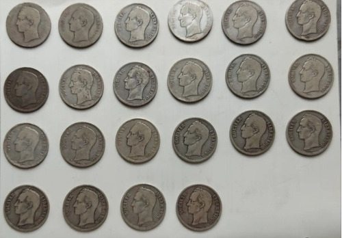 Colección De 22 Monedas De Plata De 5 Bs. Desde 1876 A 1936.