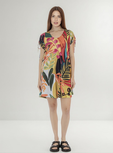 Vestido Estampado M/corta C/jareta Arianna Mujer Asterisco