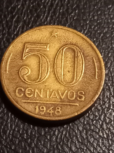 Moneda Brazil 50 Ctvos Presidente Dutra Año 1948