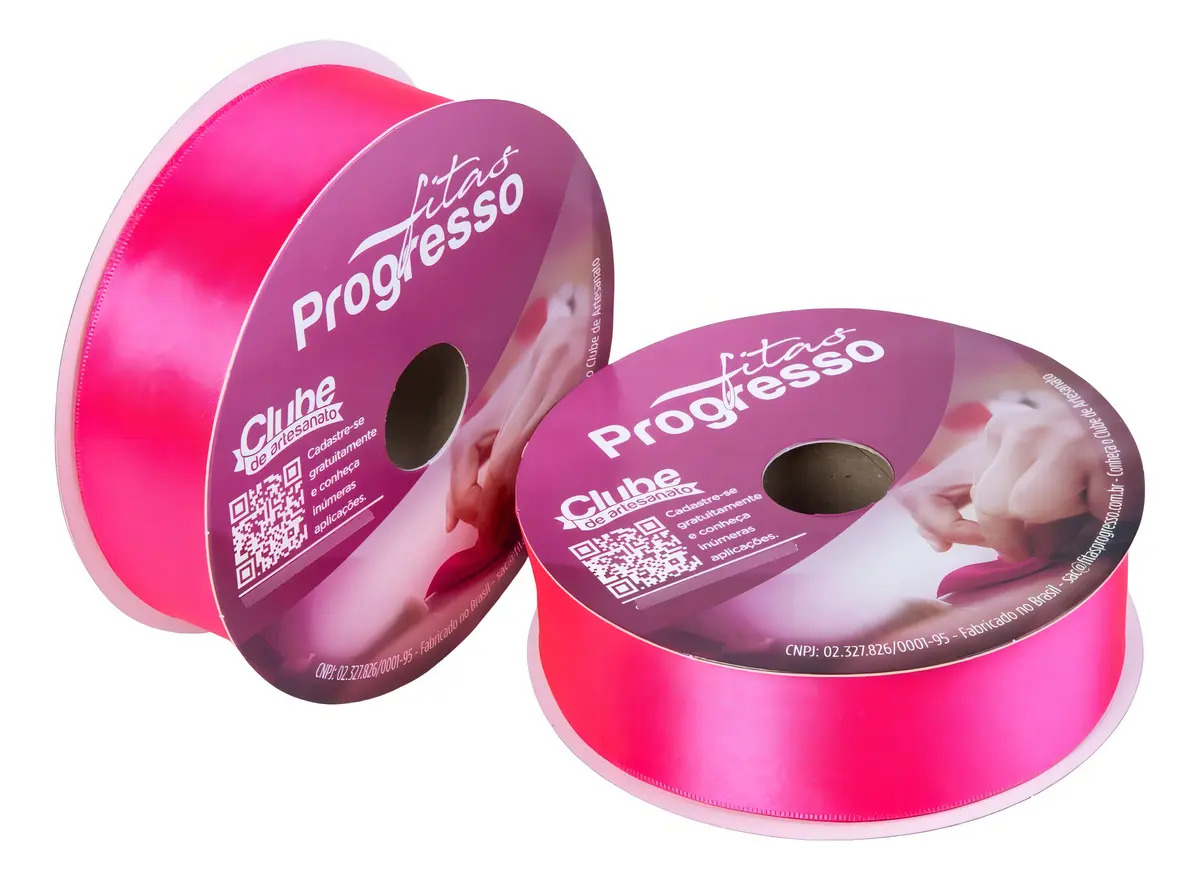 Fita De Cetim Progresso 38mm Rolo 50 Metros Várias Cores Cor 279 Rosa Citrico