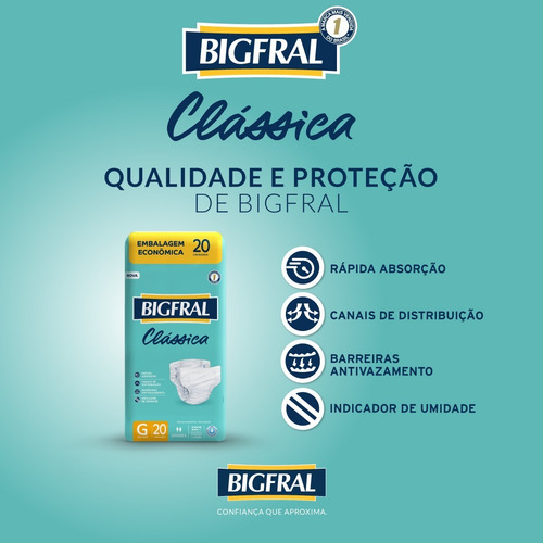 Imagem 3 de 5 de Fralda Bigfral Clássica Tamanho G - 20 Unidades