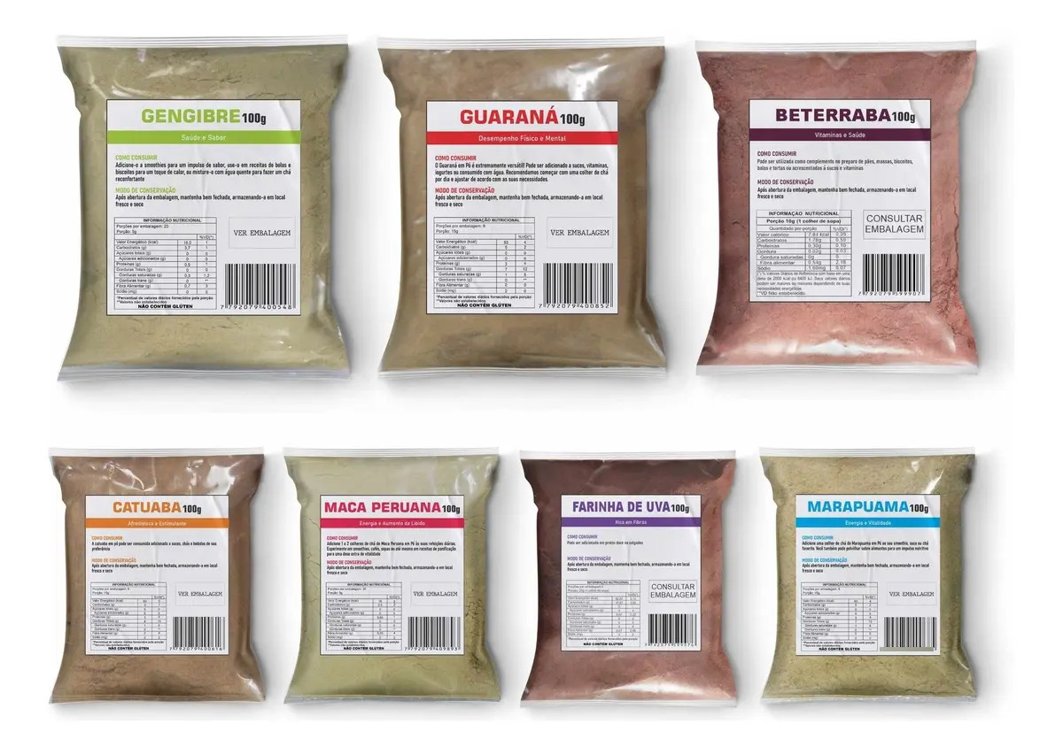 Kit Maca Peruana, Beterraba, Uva, Guaraná E Outros (7x100g)