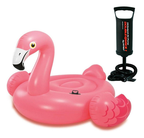 Boia Inflável Flamingo Gigante Mais Bomba De Ar Manual 29cm