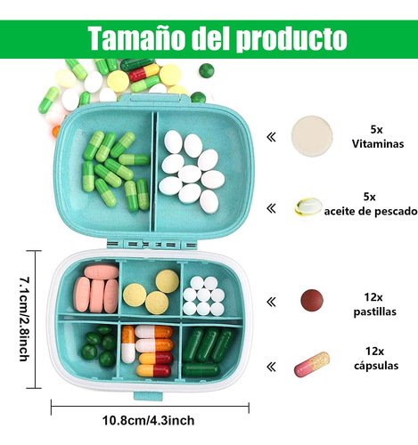 Pastillero Portátil A Prueba De Humedad De 8 Compartimentos