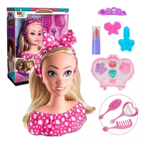 Boneca In Style Busto C Acessórios Cabelo Maquiagem Infantil Cor Loira